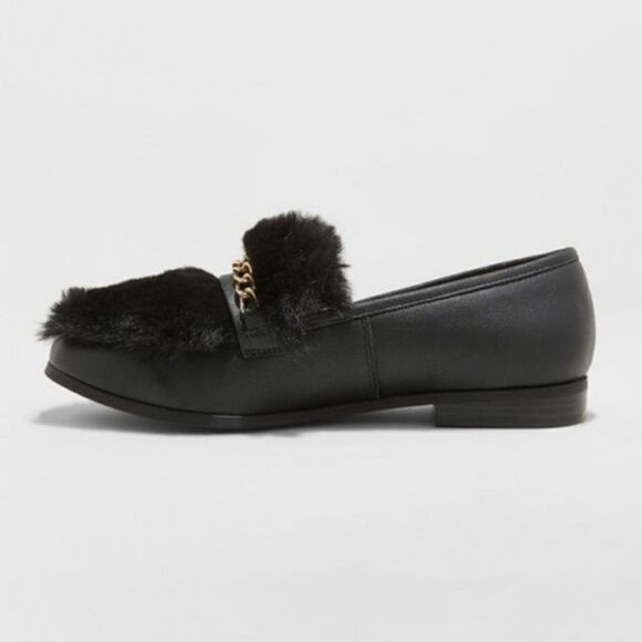 2/$30 A New Day Sal Faux Leather Fur Closed Loafers Black - Picture 3 of 12